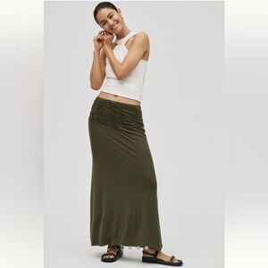 Anthropologie Maeve Ruched Yoke Column Maxi Skirt